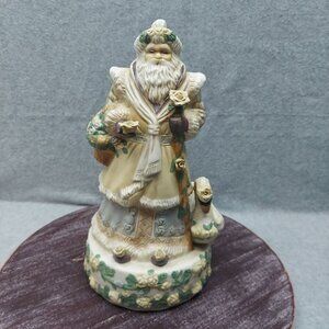 Old World Santa Claus Collectible Porcelain Figurine With Intricate Floral Detai